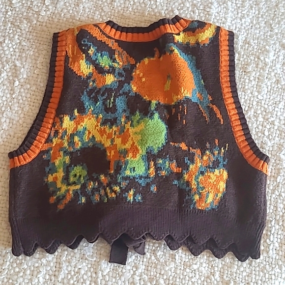 Cider Lace Up Contrast Binding Vest Size Small - Picture 7 of 9